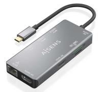 Docking USB Tipo-C Aisens ASUC-9P018-GR/ 2xHDMI/ 3xUSB/ 1xRJ45/ 1xLector Tarjetas/ 1xUSB Tipo-C PD/ Gris