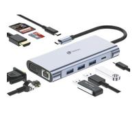 LEOTEC DOCKING STATION 11-1 1USB-C PD100 3USB3.0 1USB-C 1 HDMI 1VGA 1TJSD MCSD