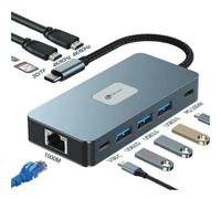 Docking USB Tipo-C Leotec LEDS02/ 3xUSB/ 1xUSB Tipo-C/ 1xUSB Tipo-C PD/ 2xHDMI 4K/ 1xRJ45/ 1xLector Tarjetas SD y MicroSD/ Gris