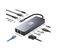 Docking USB Tipo-C Leotec LEDS03/ 3xUSB/ 1xUSB Tipo-C PD/ 1xHDMI 4K/ 1 xDisplayPort/ 1xVGA/ 1xAudio/ 1xRJ45/ 1xLector Tarjetas S