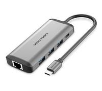 Docking USB Tipo-C Vention CNDHB/ 1xHDMI 4K/ 3xUSB/ 1xUSB Tipo-C PD/ 1xRJ45/ 1xLector tarjetas/ Gris