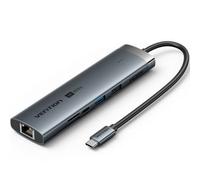Docking USB Tipo-C Vention TGUHB/ RJ45/ 2xUSB/ 1xUSB Tipo-C/ 1xHDMI/ 1xUSB Tipo-C PD/ 1xLector de Ta