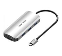 Docking Vention TOIHB USB-C 3xUSB 3.0 HDMI VGA 100W PD Gris 4K Ultra HD
