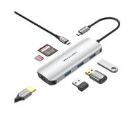 Docking USB Tipo-C Vention TOJHB/ 1xHDMI/ 3xUSB/ 1xUSB Tipo-C/ 1xLector tarjetas/ Gris