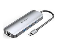 Docking USB Tipo-C Vention TOKHB/ 1xHDMI/ 3xUSB/ 1xUSB Tipo-C PD/ 1xRJ45/ 1xLector Tarjetas SD y MicroSD/ Gris