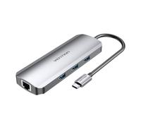 Docking usb tipo-c vention tolhb/ 1xhdmi/ 3xusb/ 1xusb tipo-c pd/ 1xrj45 1xlector tarjetas sd y microsd/ jack 3.5/ gris