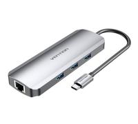 Docking USB Tipo-C Vention TOLHB/ 1xHDMI/ 3xUSB/ 1xUSB Tipo-C PD/ 1xRJ45 1xLector Tarjetas SD y MicroSD/ Jack 3.5/ Gris