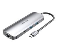 Docking Station Vention USB-C 4K Ultra HD Aluminio 2xUSB 3.2 2xUSB-C HDMI Ethernet SD Plata