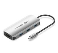 Docking USB Tipo-C Vention TQDHB/ 1xHDMI 4K/ 3xUSB/ 1xUSB Tipo-C PD/ Gris