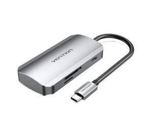 Docking Vention TNHHB USB-C 3xUSB 3.0 PD 100W Lector SD MicroSD Gris 0.15m