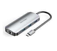 Docking Vention TOHHB USB-C HDMI 3xUSB 4K 100W PD RJ45 Aluminio Gris