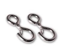 DOCKS, Juego de 2 ganchos para ojo y linguet, acero inoxidable, carga de trabajo 18 kg, diámetro hilo 5 mm, longitud 54 mm,