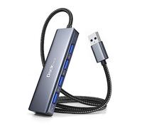 Dockteck Hub USB 3.0 ultraplano con cable alargador trenzado de nailon de 60 cm, distribuidor múltiple USB 3.0 para MacBook, Mac Pro, Surface Pro, XPS, ordenador portátil, PC y USB Flash Drives
