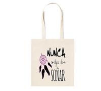 Docliick. Bolso Tote bag con Frase Motivadora y Mensaje. Regalo Motivador para Mujer. Bolso tela compracon mensaje motivador.Algodón 100% - Nunca dejes de soñar