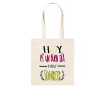 Docliick. Bolso Tote bag con Frase Motivadora y Mensaje. Regalo Motivador para Mujer. Bolso tela compracon mensaje motivador.Algodón 100% - Hoy es un buen dia
