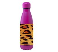 Docliick - Botella agua deportiva Acero Inoxidable, Térmica 790ml, botella con dibujos originales exlusivos y frases motivadoras. Cantimplora Aislamiento Doble Pared.Dibujo de Pelo de Leopardo