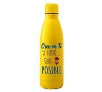 Docliick - Botella agua deportiva Acero Inoxidable, Térmica 790ml, botella con dibujos originales exlusivos y frases motivadoras. Cantimplora Aislamiento Doble Pared.Frase motivadora Cree en ti