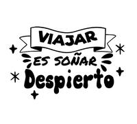 Docliick Pegatina autocaravana exterior. Pegatina camper para furgonetas y autorcaravanas. Pegatina vinilo 'Viajar es soñar despierto'