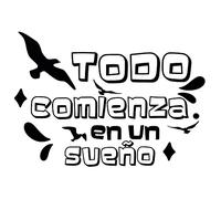 Docliick Pegatina autocaravana exterior. Pegatina camper para furgonetas y autorcaravanas. Pegatina vinilo ‘Todo comienza en un sueño‘