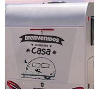 Docliick Pegatina autocaravana exterior. Pegatina camper para furgonetas y autorcaravanas. Pegatina vinilo ‘‘Bienvenidos a nuestra casa‘‘