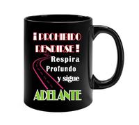 Docliick - Taza de café con frases motivadoras y original.Taza friki 350 ml, taza para regalo graciosa. Taza desayuno bonita.Prohibido rendirse