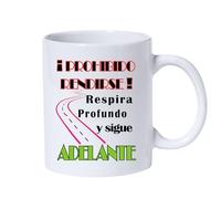 Docliick - Taza de café con frases motivadoras y original.Taza friki 350 ml, taza para regalo graciosa. Taza desayuno bonita.Prohibido rendirse