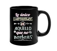 Docliick - Taza de café con frases motivadoras y original.Taza friki 350 ml, taza para regalo graciosa. Taza desayuno bonita.Lo unico imposible