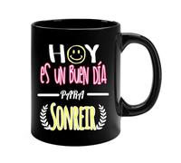 Docliick - Taza de café con frases motivadoras y original.Taza friki 350 ml, taza para regalo graciosa. Taza desayuno bonita.Hoy es un buen dia