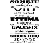 Docliick® Vinilo de pared decorativo en Catalán "SOMRIU CADA DIA.." Pegatinas de pared decorativa de frases celebres.Vinilo decorativo decoración hogar Docliick DC-021-CAT