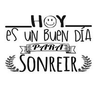 Docliick Vinilo Decorativo Pared 'Hoy es un buen día para sonreír' - Vinilo Frases Motivadoras - Negro - 60x42cm - Reutilizable - Indoor - Rectangular - Alfabeto - STICKER_DECAL