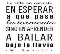 Docliick® Vinilo frase “ la vida no consiste en esperar… “ Vinilos decorativos vinilo frases motivadoras para pared. Vinilo para decorar habitaciones. DC-16041 (Vinilo de corte, 180x120cm)