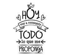 Docliick® Vinilos de pared decorativo con frase decorativa motivadora "HOY VOY A CONSEGUIR TODO.." Pegatinas decorativas pared. Decoración casa Docliick DC-19149
