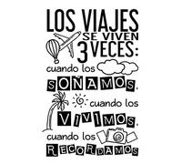 Docliick® Vinilos de pared decorativo con frase decorativa motivadora "LOS VIAJES SE VIVEN.." Pegatinas decorativas pared. Decoración casa Docliick DC-19159