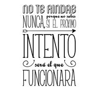 Docliick® Vinilos de pared decorativo con frase decorativa motivadora "NO TE RINDAS NUNCA.." Pegatinas decorativas pared. Decoración casa Docliick DC-19144