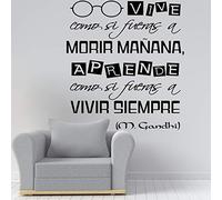 Docliick® Vinilos de pared decorativo con frase decorativa"VIVE COMO SI FUERAS A .." Pegatinas decorativas pared. Decoración casa Docliick DC-19114 (Vinilo de corte, 120x120cm)