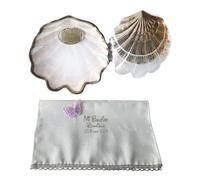 DOCOLASTRA Concha Bautismal y Pañuelo de Bautizo Incluido, Filo y Trasera Plateados o Dorados, Personalizable en Varias Tipologías de Letra (Filo y Trasera Plateada)