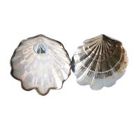 DOCOLASTRA Concha de Bautismo de la Virgen de las Cabezas en Cristal Nacarado.Opción de Personalizacion y Pañuelo de Bautizo (CRISTAL CON FILO Y TRASERA PLATA)