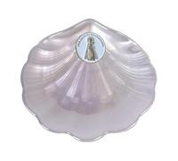 DOCOLASTRA Concha de Bautismo de la Virgen de los Desamparados en Cristal Nacarado.Opción de Personalizacion y Pañuelo de Bautizo (CRISTAL NACARADO)