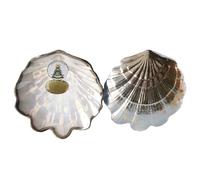 DOCOLASTRA Concha de Bautismo de la Virgen del Rocio en Cristal Nacarado.Opción de Personalizacion y Pañuelo de Bautizo. (Cristal Con Filo Plata y Personalizacion)