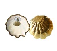 DOCOLASTRA Concha de Bautismo de la Virgen del Rocio en Cristal Nacarado.Opción de Personalizacion y Pañuelo de Bautizo. (Cristal Filo y Trasera Dorada Personalizada)