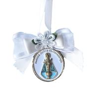 DOCOLASTRA Medallita de Nacimiento con Virgen para Cuna o Cochecito, Personalizable con Varias Tipologias de Letras. (Virgen de Covadonga)