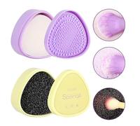 Docolor 3-in-1 Juego Limpiador de Brochas de Maquillaje, Esponja de Eliminación Color de Pincel de Maquillaje Cosmético con Jabón Sólido y Almohadilla de Limpieza de Cepillo de Maquillaje de Silicona