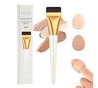 docolor brocha de maquillaje plana de base con 2 esponjas maquillaje,fibra sintética y blanco nacarado,maquillaje mujer brochas ultrafina de facial profesional para base fluido korean maquillaje