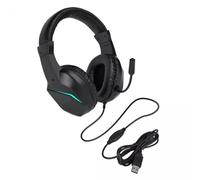 Docooler Auriculares de Juegos con Cable USB con Luz LED, Auriculares con Orejas Superiores para Laptop de PC, Micrófono de Cáncer de Ruido, Controlador de 40 Mm para Juegos Inmersivos (OY733USB)