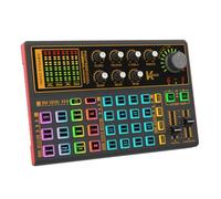 Docooler K300 Tarjeta de sonido en vivo, escritorio de sonido con múltiples efectos de mezclador de DJ, distorsión de voz y luces LED para streaming, podcast, grabación de juegos