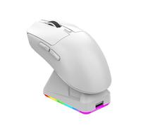 Docooler Ratón Ligero para Juegos, Luz RGB, Conexión de Tres Modos con Base de Carga Inalámbrica (Blanca)