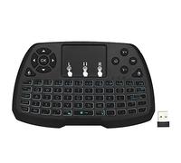 Docooler Retroiluminado 2.4GHz Teclado Multifuncional Inalámbrico Touchpad Ratón Control Remoto de Mano 4 Colores de Luz de Fondo para Android TV Box Smart TV PC Notebook