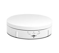 Docooler Soporte giratorio de 360 °, plato giratorio eléctrico, carga USB, base giratoria eléctrica, 3 velocidades ajustables, para exhibición de fotografía, joyas, coleccionables, color blanco (#1)