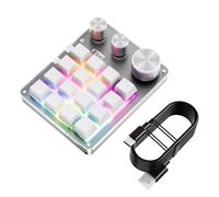 Docooler Teclado de Programación Personalizable USB con Cable + Teclado para Juegos BT + 2.4G con 16 Teclas y 3 Perillas (Blanco)