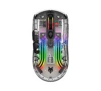 Docooler XYH20 Ratón Inalámbrico BT5.0 2.4G - 3 Modos Con Cable USB RGB Transparente - Mecánico Para Juegos PC Portátil - Receptor USB Botón Silencioso
